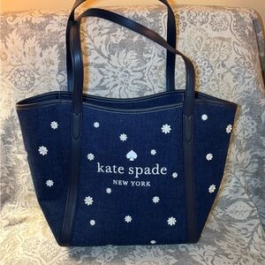 Kate Spade Navy Blue Denim Tote Bag